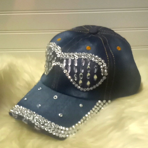 Sunglass Bling 💎 Denim Baseball Cap - Picture 2 of 12